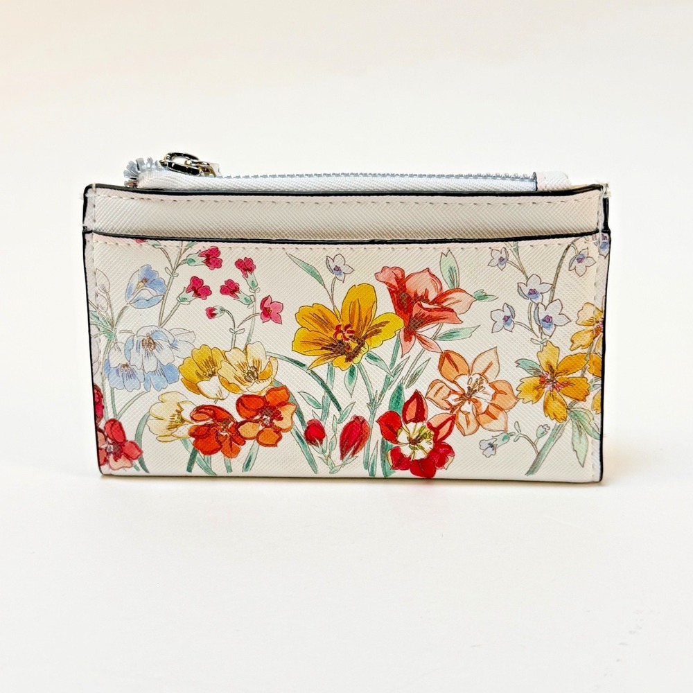 Safe Keeper Wallet Snap Bifold White Floral Garden Compact CC, Coin 3.5 x 4.5